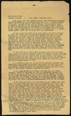 Primary view of object titled '[Escrow Agreement Draft between John and Frances Sayles and J. G. Dodge]'.