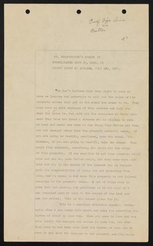 Primary view of object titled '[Cause No. 6551: Mr. Scarborough's Speech]'.