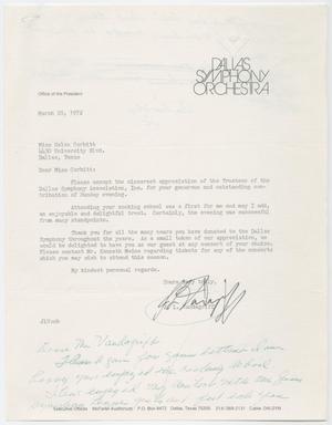 Primary view of object titled '[Letter from J. L. Vandagriff to Helen Corbitt, March 20, 1972]'.