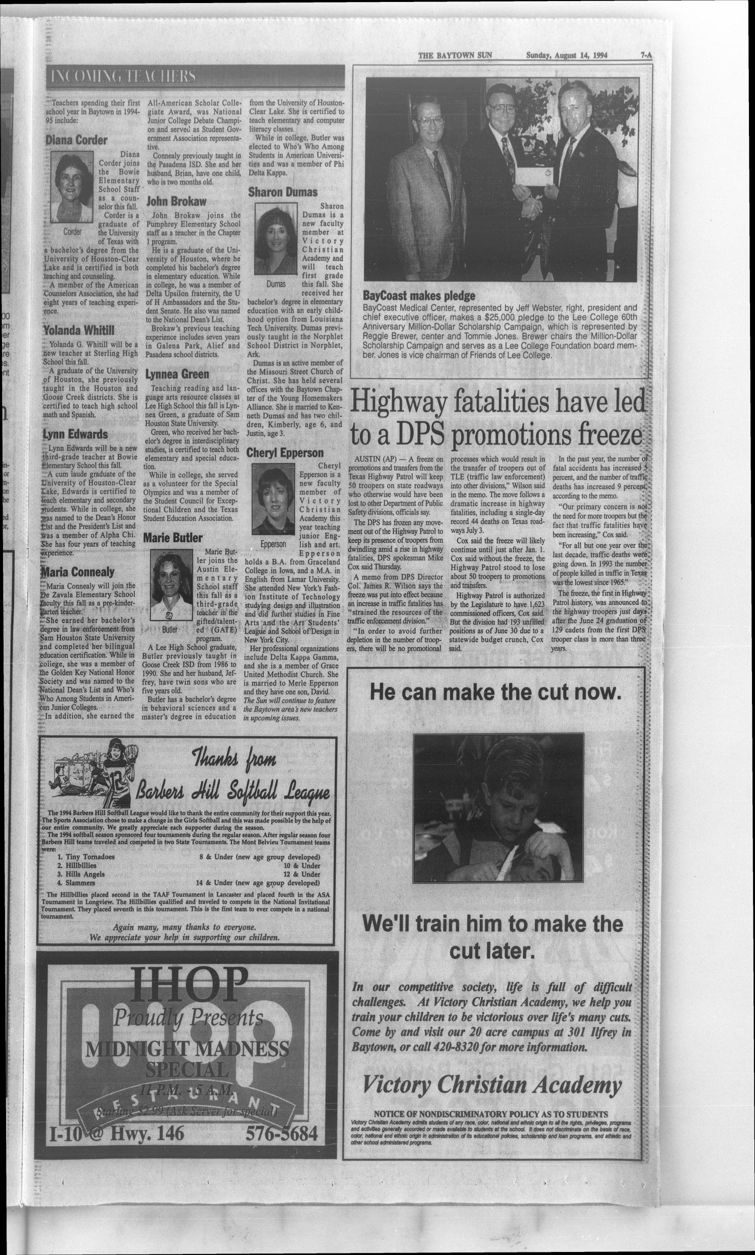 The Baytown Sun (Baytown, Tex.), Vol. 72, No. 246, Ed. 1 Sunday, August 14, 1994
                                                
                                                    [Sequence #]: 7 of 49
                                                