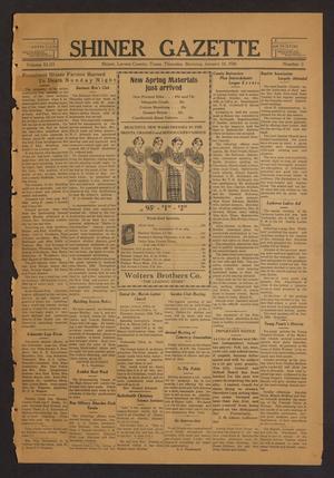 Primary view of object titled 'Shiner Gazette (Shiner, Tex.), Vol. 43, No. 3, Ed. 1 Thursday, January 16, 1936'.
