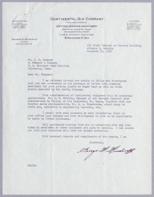 Primary view of object titled '[Letter from George W. Woodruff to I. H. Kempner, December 19, 1955]'.