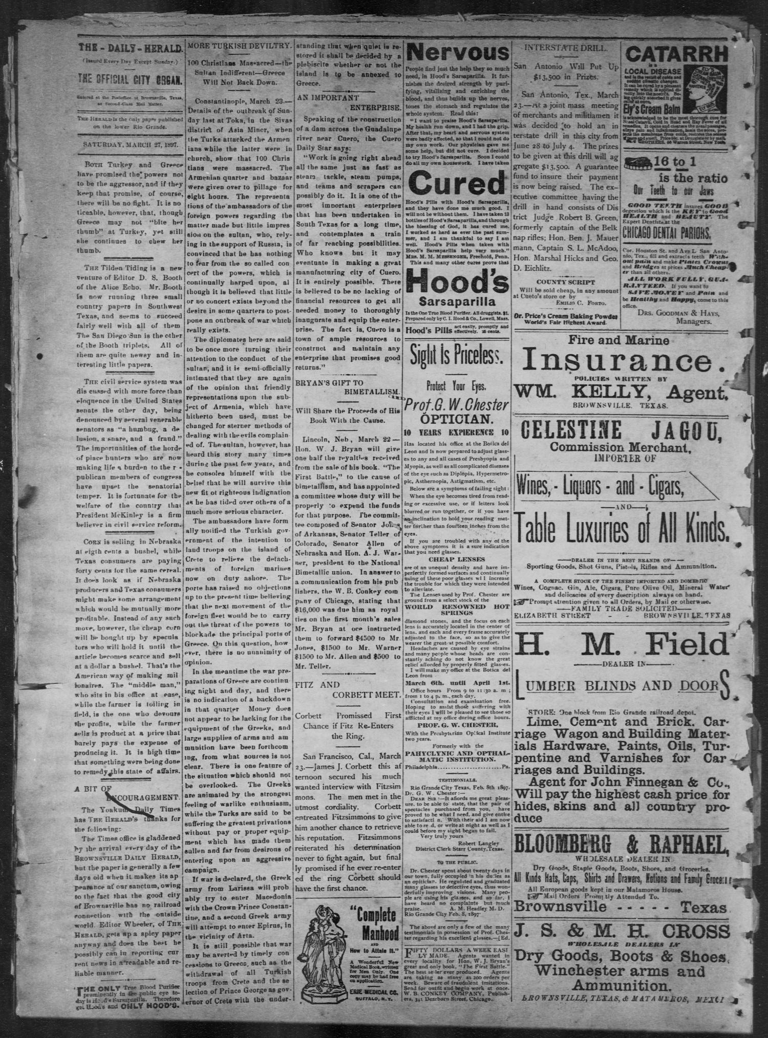 The Daily Herald (Brownsville, Tex.), Vol. 5, No. 229, Ed. 1, Saturday, March 27, 1897
                                                
                                                    [Sequence #]: 2 of 4
                                                