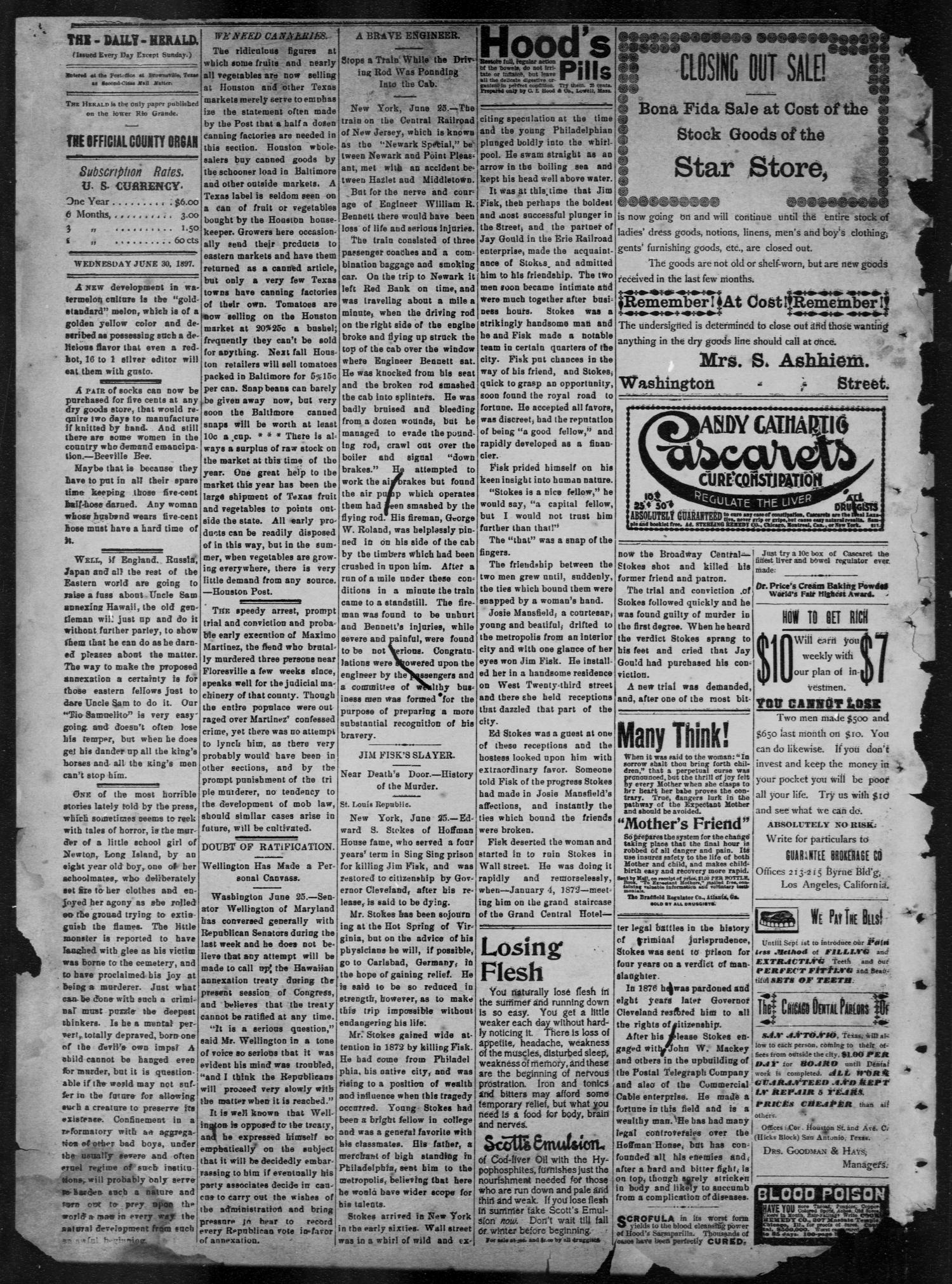The Daily Herald (Brownsville, Tex.), Vol. 5, No. 308, Ed. 1, Wednesday, June 30, 1897
                                                
                                                    [Sequence #]: 2 of 4
                                                