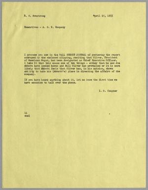 Primary view of object titled '[Letter from I. H. Kempner to R. M. Armstrong, April 29, 1955]'.