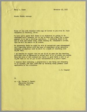 Primary view of object titled '[Letter from I. H. Kempner to Thomas L. James, November 16, 1955]'.