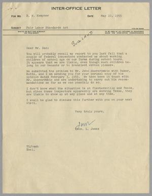 Primary view of object titled '[Letter from Thomas L. James to D. W. Kempner, May 10, 1955]'.