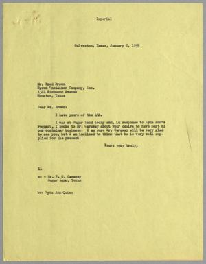 Primary view of object titled '[Letter from I. H. Kempner to Fred Brown, January 5, 1955]'.