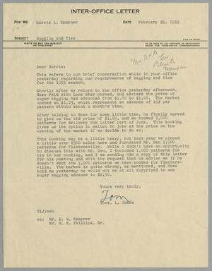 Primary view of object titled '[Letter from Thomas L. James to Harris L. Kempner, February 25, 1955]'.