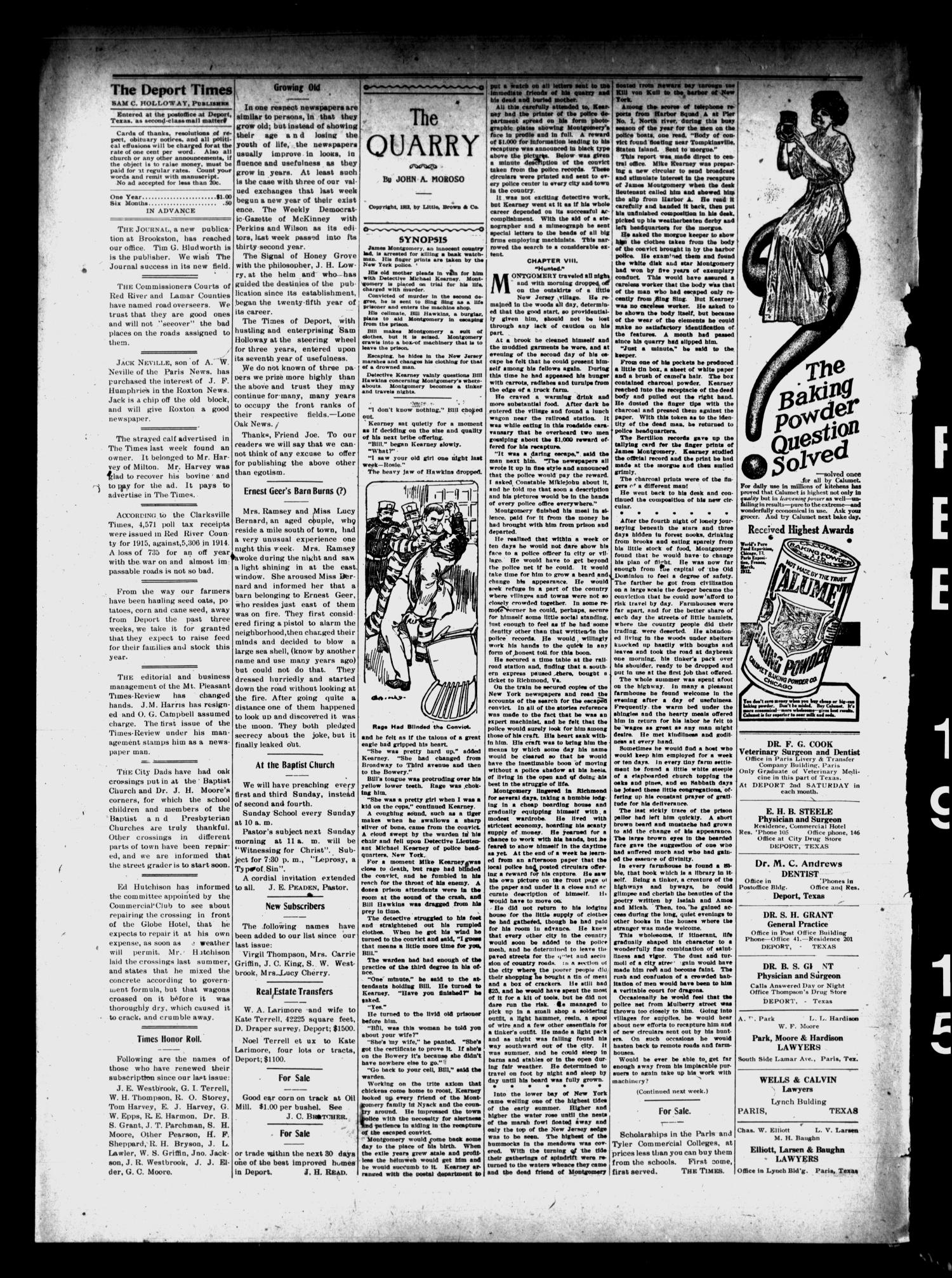The Deport Times (Deport, Tex.), Vol. 7, No. 3, Ed. 1 Friday, February 19, 1915
                                                
                                                    [Sequence #]: 2 of 4
                                                