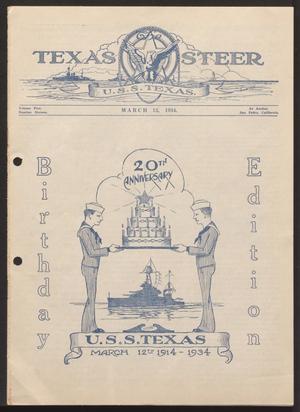 Primary view of object titled 'The Texas Steer (U. S. S. Texas), Vol. 5, No. 16, Ed. 1 Monday, March 12, 1934'.