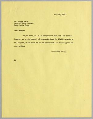 Primary view of object titled '[Letter from A. H. Blackshear, Jr. To George Andre, July 28, 1955]'.