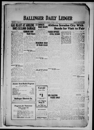 Primary view of object titled 'Ballinger Daily Ledger (Ballinger, Tex.), Vol. 20, No. 164, Ed. 1 Thursday, October 15, 1925'.