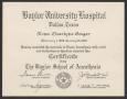 Text: [Baylor Hospital Nursing Certificate]