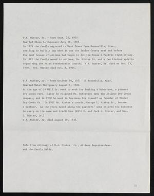 Primary view of object titled '[Information About W. A. Minter Sr. and Son]'.
