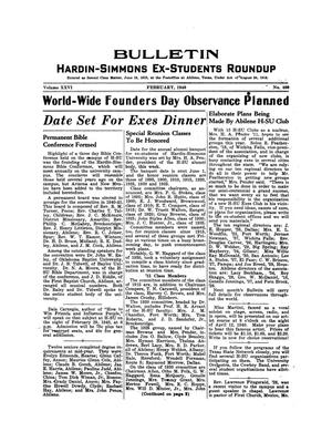 Primary view of object titled 'Bulletin: Hardin-Simmons University Ex-Student Roundup, February 1940'.