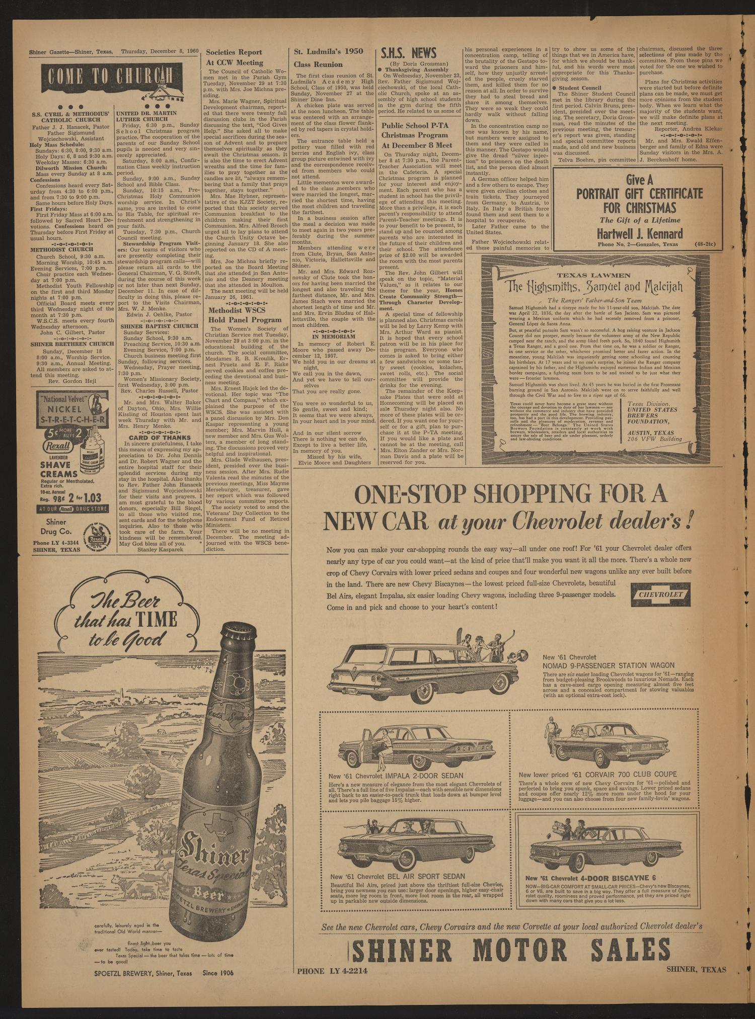 The Shiner Gazette (Shiner, Tex.), Vol. 68, No. 49, Ed. 1 Thursday, December 8, 1960
                                                
                                                    [Sequence #]: 2 of 8
                                                