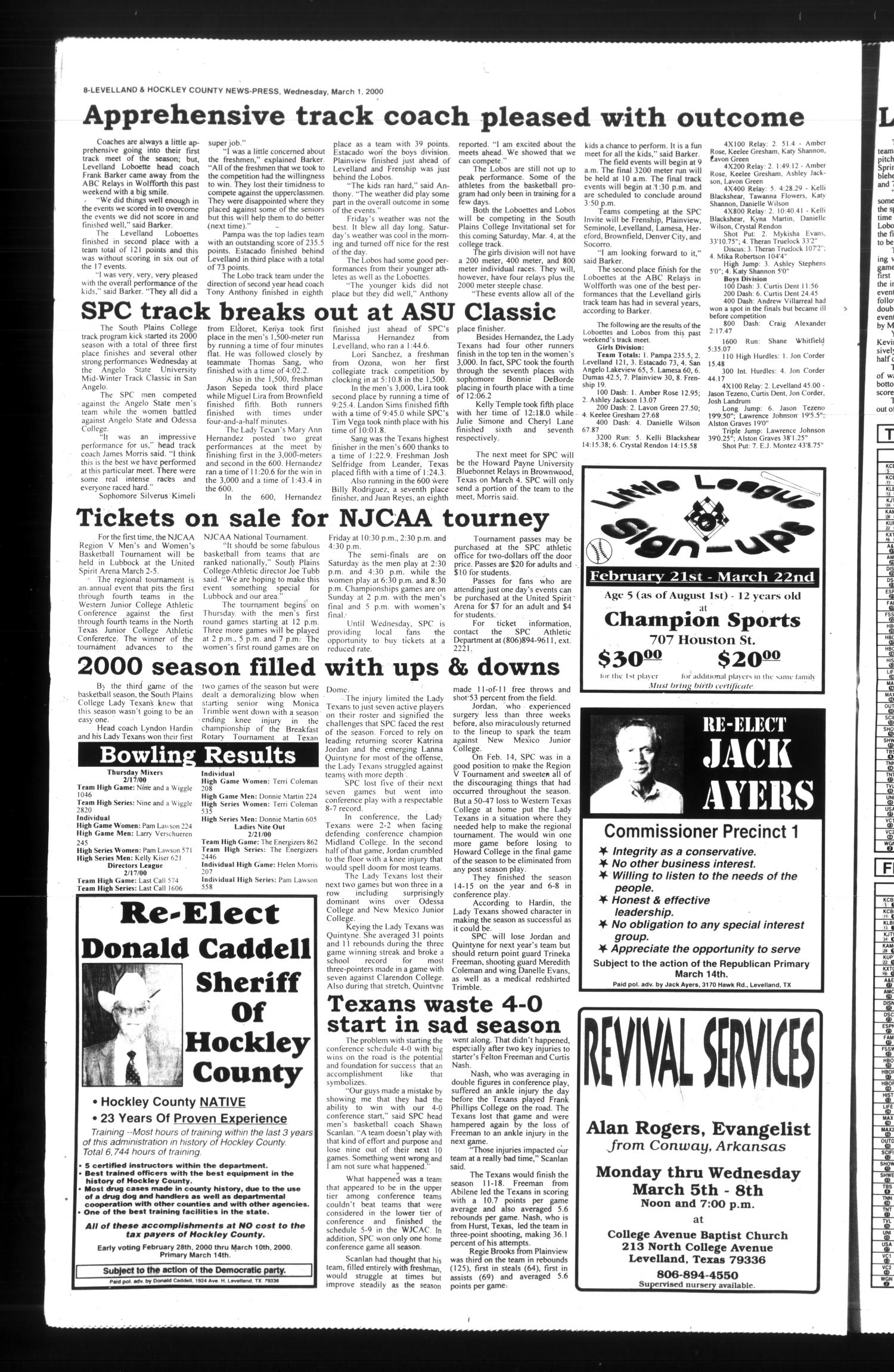Levelland and Hockley County News-Press (Levelland, Tex.), Vol. 21, No. 96, Ed. 1 Wednesday, March 1, 2000
                                                
                                                    [Sequence #]: 8 of 14
                                                