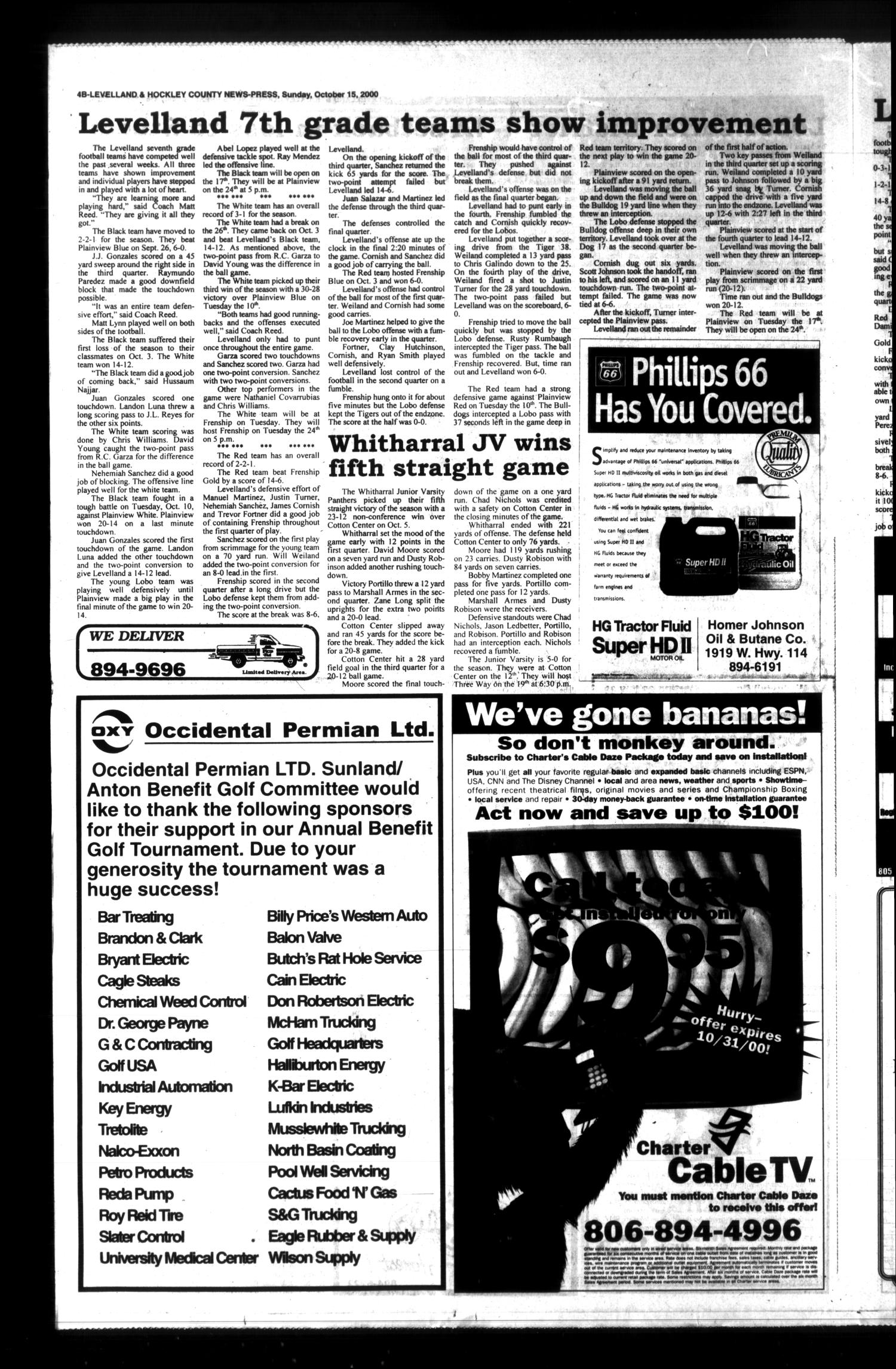 Levelland and Hockley County News-Press (Levelland, Tex.), Vol. 22, No. 57, Ed. 1 Sunday, October 15, 2000
                                                
                                                    [Sequence #]: 12 of 42
                                                
