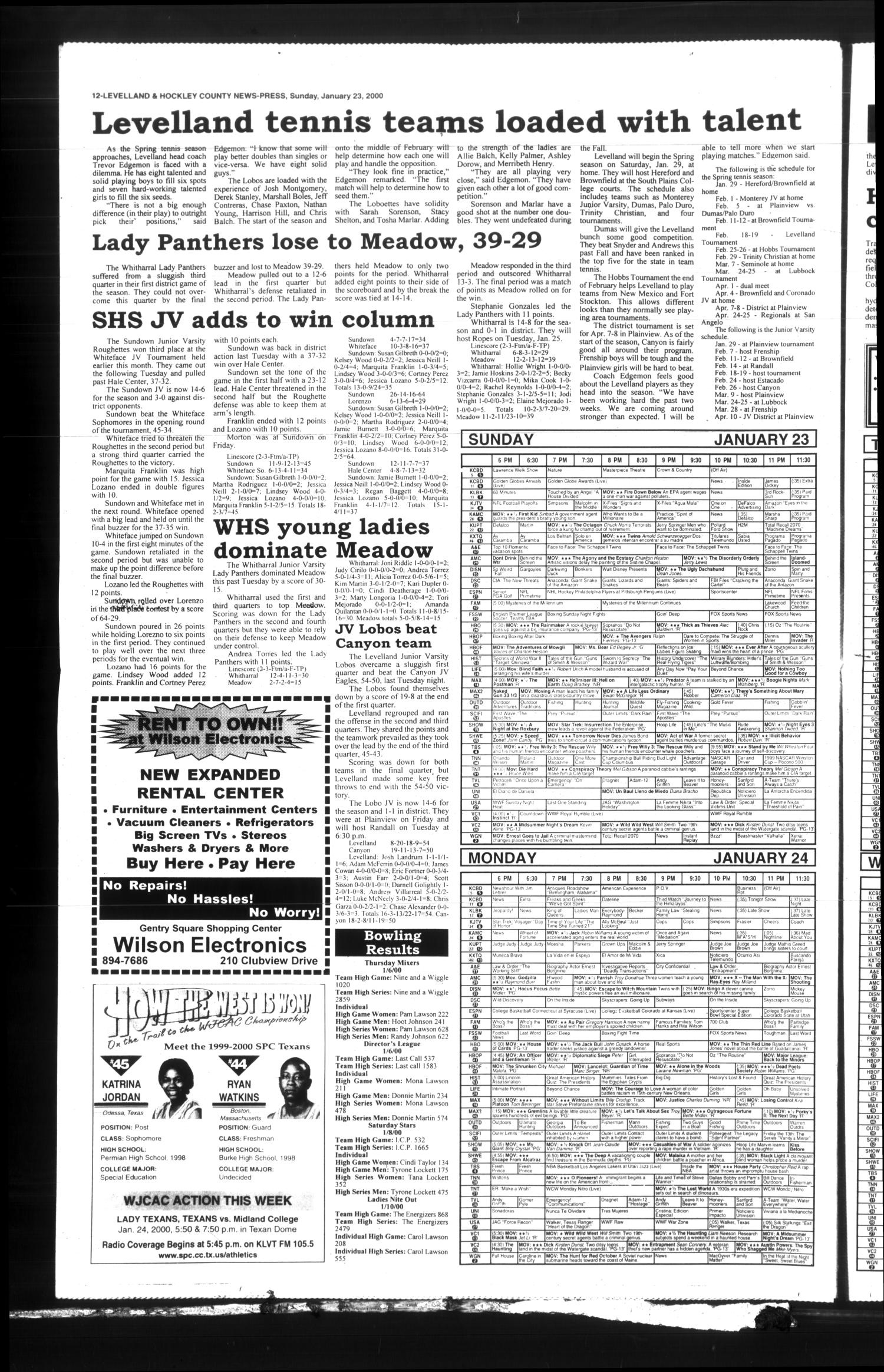 Levelland and Hockley County News-Press (Levelland, Tex.), Vol. 21, No. 85, Ed. 1 Sunday, January 23, 2000
                                                
                                                    [Sequence #]: 12 of 27
                                                