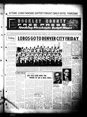 Primary view of object titled 'Hockley County Free Press (Levelland, Tex.), Vol. 1, No. 38, Ed. 1 Thursday, September 24, 1964'.