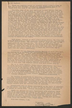 Primary view of object titled '[Letter from Harley Stires to the Women Airforce Service Pilots]'.