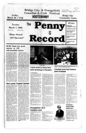 Primary view of object titled 'The Penny Record (Bridge City, Tex.), Vol. 30, No. 43, Ed. 1 Tuesday, March 7, 1989'.