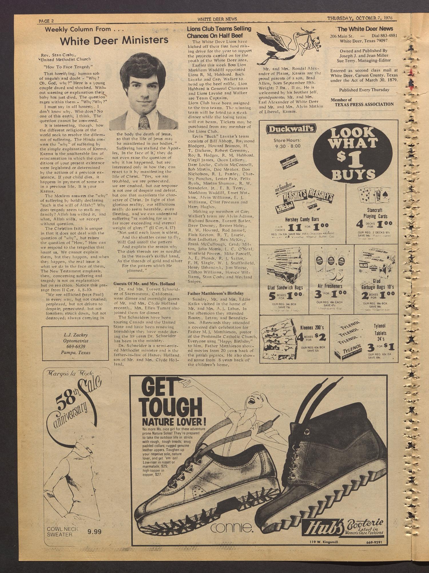White Deer News (White Deer, Tex.), Vol. 17, No. 34, Ed. 1 Thursday, October 7, 1976
                                                
                                                    [Sequence #]: 2 of 8
                                                