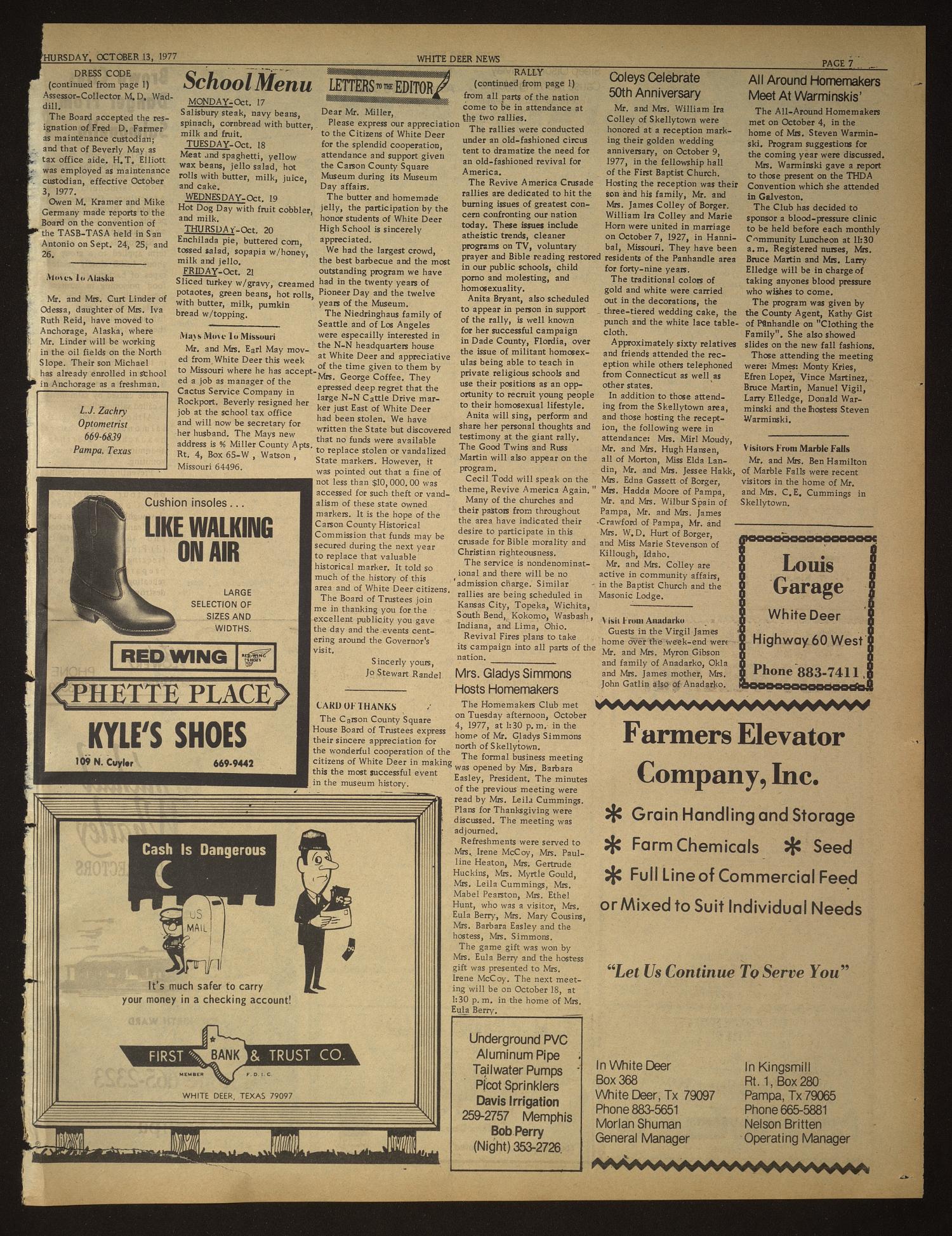 White Deer News (White Deer, Tex.), Vol. 18, No. 34, Ed. 1 Thursday, October 13, 1977
                                                
                                                    [Sequence #]: 7 of 8
                                                