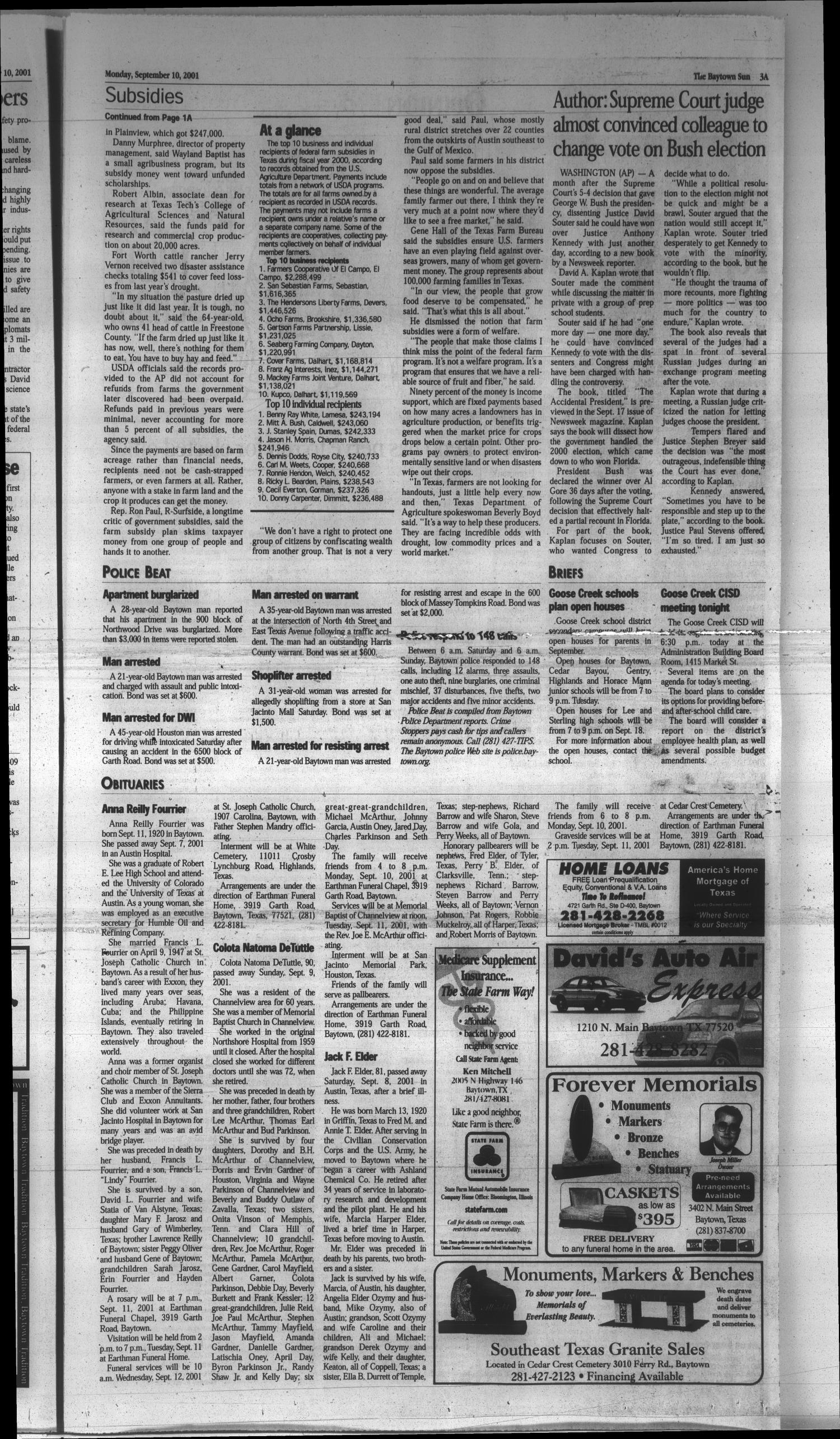 The Baytown Sun (Baytown, Tex.), Vol. 79, No. 288, Ed. 1 Monday, September 10, 2001
                                                
                                                    [Sequence #]: 3 of 12
                                                