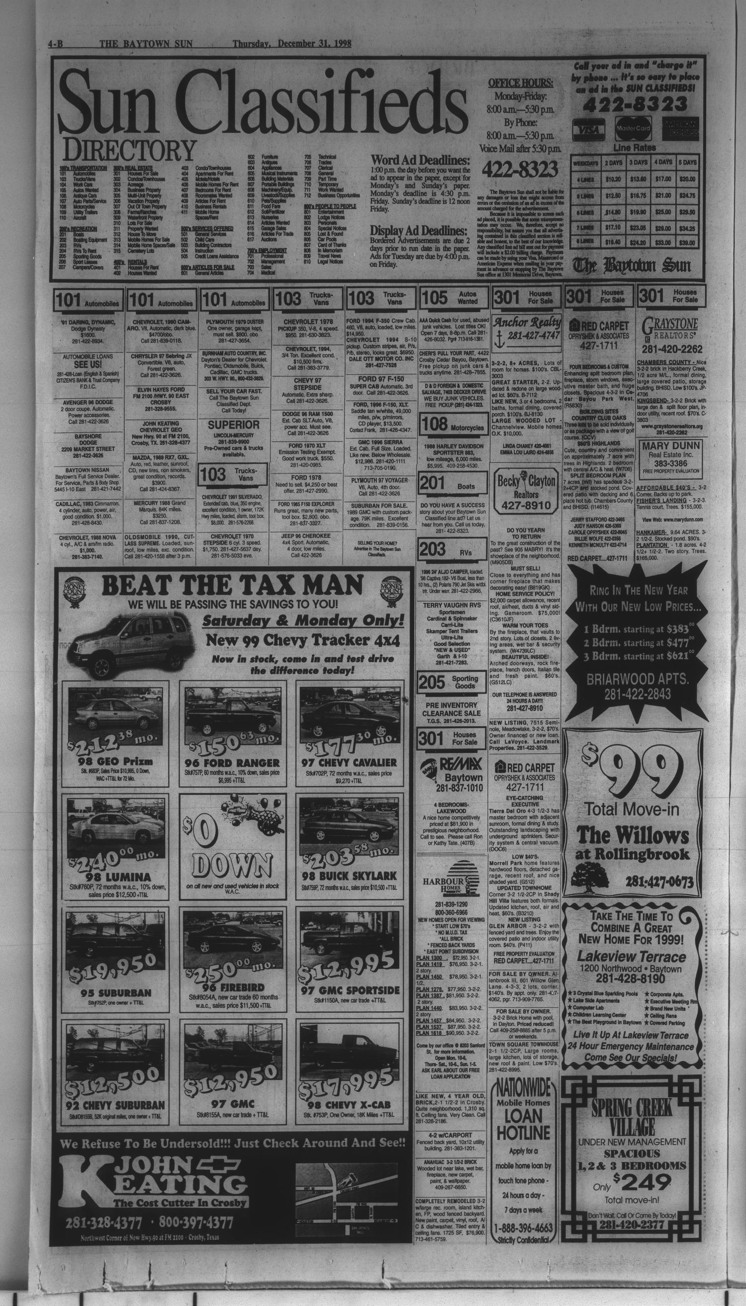 The Baytown Sun (Baytown, Tex.), Vol. 77, No. 53, Ed. 1 Thursday, December 31, 1998
                                                
                                                    [Sequence #]: 10 of 12
                                                