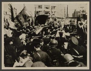 Primary view of object titled '[Protesters Clashing with Police]'.