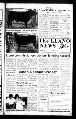 Primary view of object titled 'The Llano News (Llano, Tex.), Vol. 94, No. 12, Ed. 1 Thursday, January 17, 1985'.
