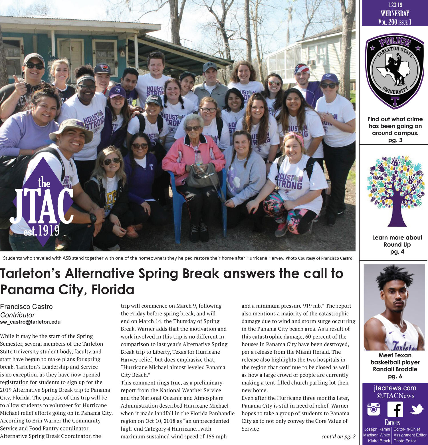 The JTAC (Stephenville, Tex.), Vol. 200, No. 1, Ed. 1 Wednesday, January 23, 2019
                                                
                                                    [Sequence #]: 1 of 8
                                                