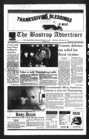 Primary view of object titled 'The Bastrop Advertiser (Bastrop, Tex.), Vol. 145, No. 77, Ed. 1 Thursday, November 26, 1998'.