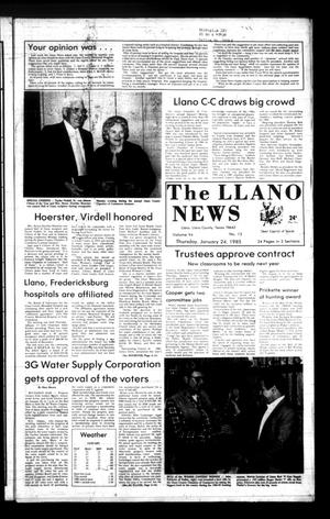 Primary view of object titled 'The Llano News (Llano, Tex.), Vol. 94, No. 13, Ed. 1 Thursday, January 24, 1985'.