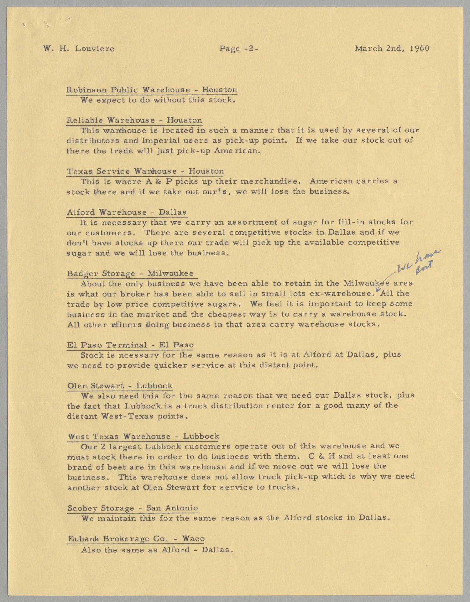 [Letter from R. M. Armstrong to W. H. Louviere, March 2, 1960]
                                                
                                                    [Sequence #]: 3 of 8
                                                
