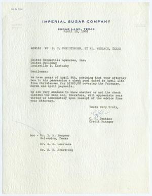 Primary view of object titled '[Letter from C. H. Jenkins to United Mercantile Agencies, Inc., April 12, 1955]'.