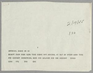 Primary view of object titled '[Imperial Sugar Company Memorandum, February 17, 1955]'.