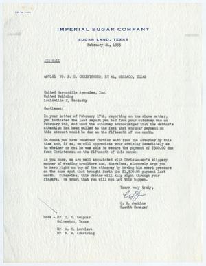 Primary view of object titled '[Letter from C. H. Jenkins to United Mercantile Agencies, Inc., February 24, 1955]'.