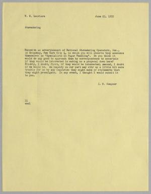 Primary view of object titled '[Letter from I. H. Kempner to W. H. Louviere, June 23, 1955]'.