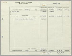 Primary view of object titled '[Imperial Sugar Company, Cash Balance Report, March 3, 1955]'.