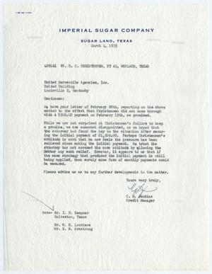 Primary view of object titled '[Letter from C. H. Jenkins to United Mercantile Agencies, Inc., March 4, 1955]'.