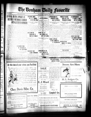 Primary view of object titled 'The Bonham Daily Favorite (Bonham, Tex.), Vol. 26, No. 243, Ed. 1 Wednesday, April 16, 1924'.