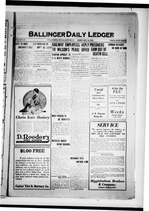 Primary view of object titled 'Ballinger Daily Ledger (Ballinger, Tex.), Vol. 15, Ed. 1 Saturday, February 14, 1920'.