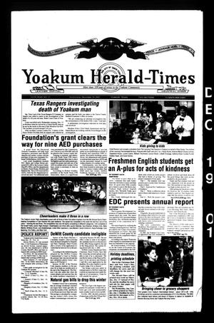 Primary view of object titled 'Yoakum Herald-Times (Yoakum, Tex.), Vol. 109, No. 51, Ed. 1 Wednesday, December 19, 2001'.