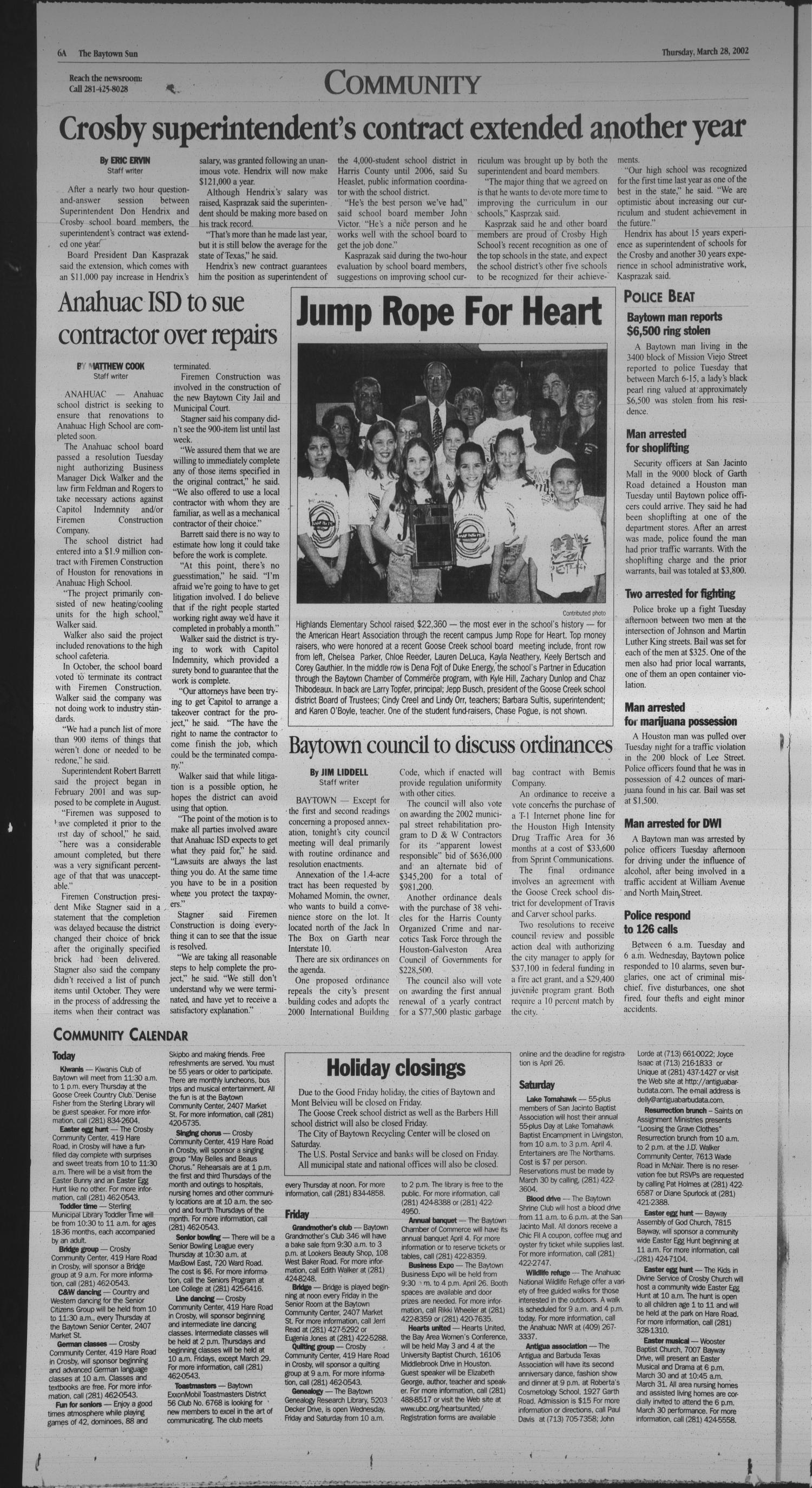 The Baytown Sun (Baytown, Tex.), Vol. 80, No. 122, Ed. 1 Thursday, March 28, 2002
                                                
                                                    [Sequence #]: 6 of 16
                                                