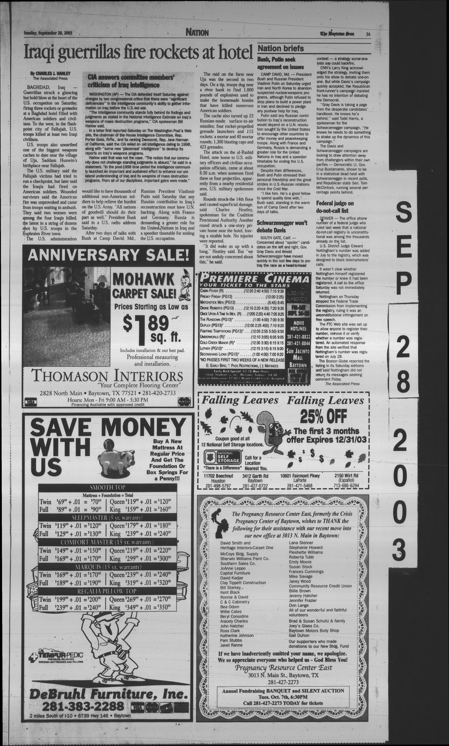 The Baytown Sun (Baytown, Tex.), Vol. 81, No. 304, Ed. 1 Sunday, September 28, 2003
                                                
                                                    [Sequence #]: 3 of 33
                                                