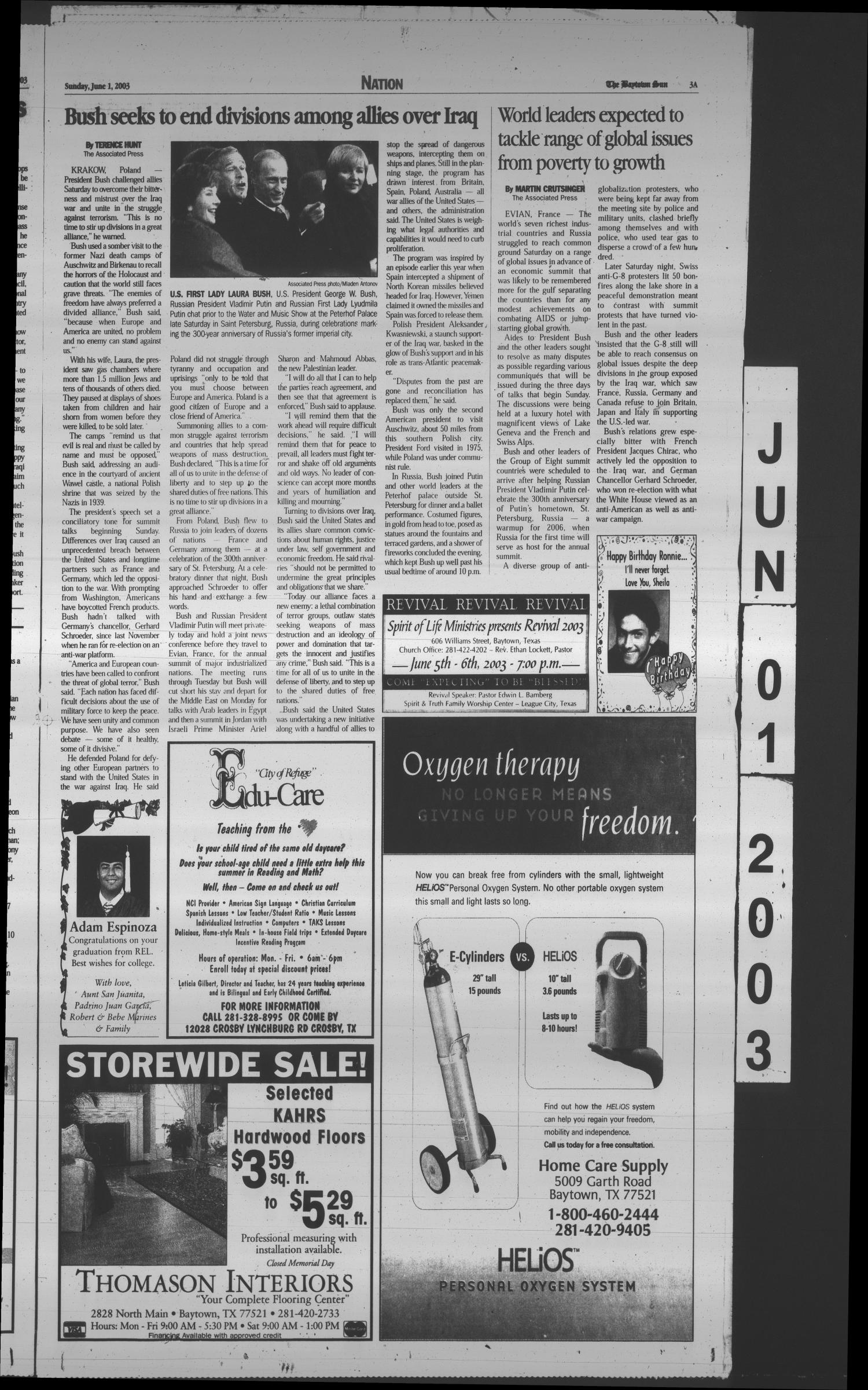 The Baytown Sun (Baytown, Tex.), Vol. 81, No. 189, Ed. 1 Sunday, June 1, 2003
                                                
                                                    [Sequence #]: 3 of 165
                                                