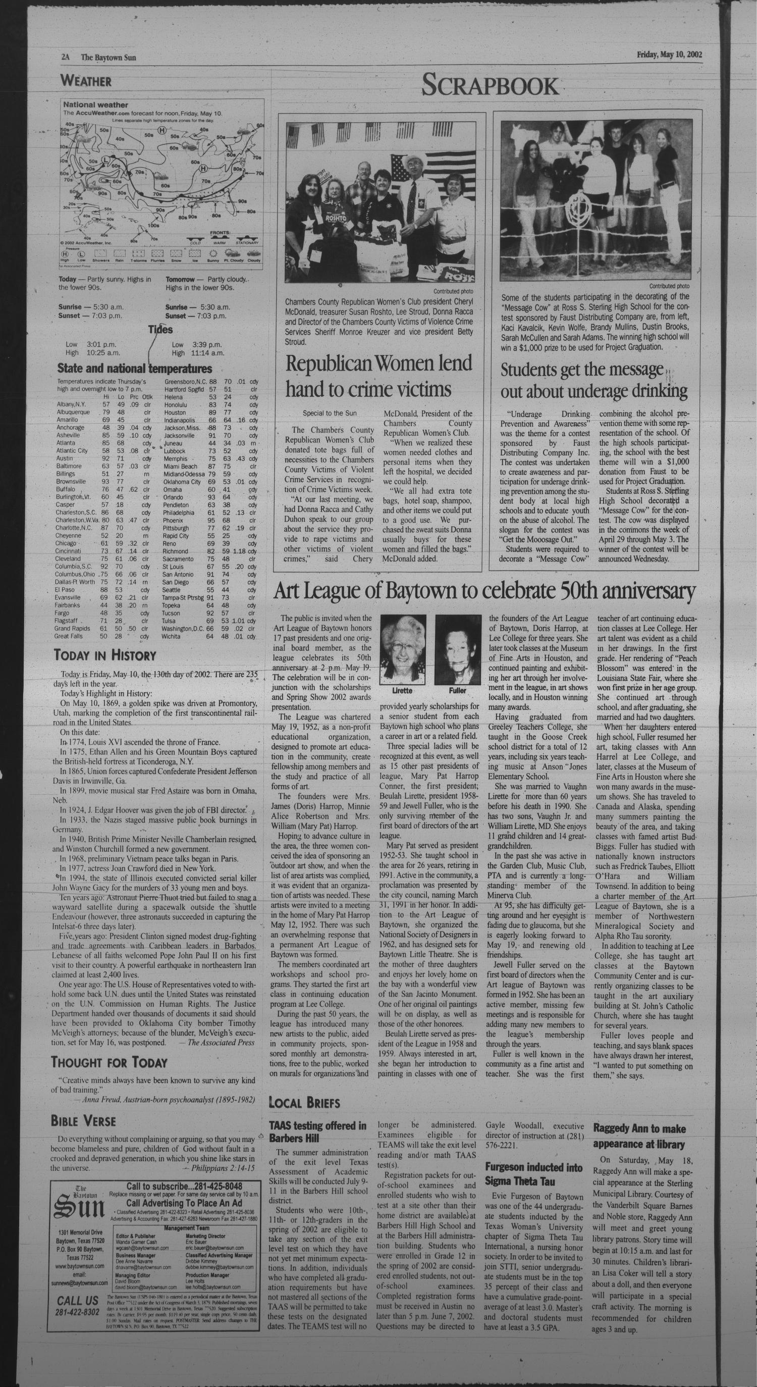 The Baytown Sun (Baytown, Tex.), Vol. 80, No. 165, Ed. 1 Friday, May 10, 2002
                                                
                                                    [Sequence #]: 2 of 20
                                                
